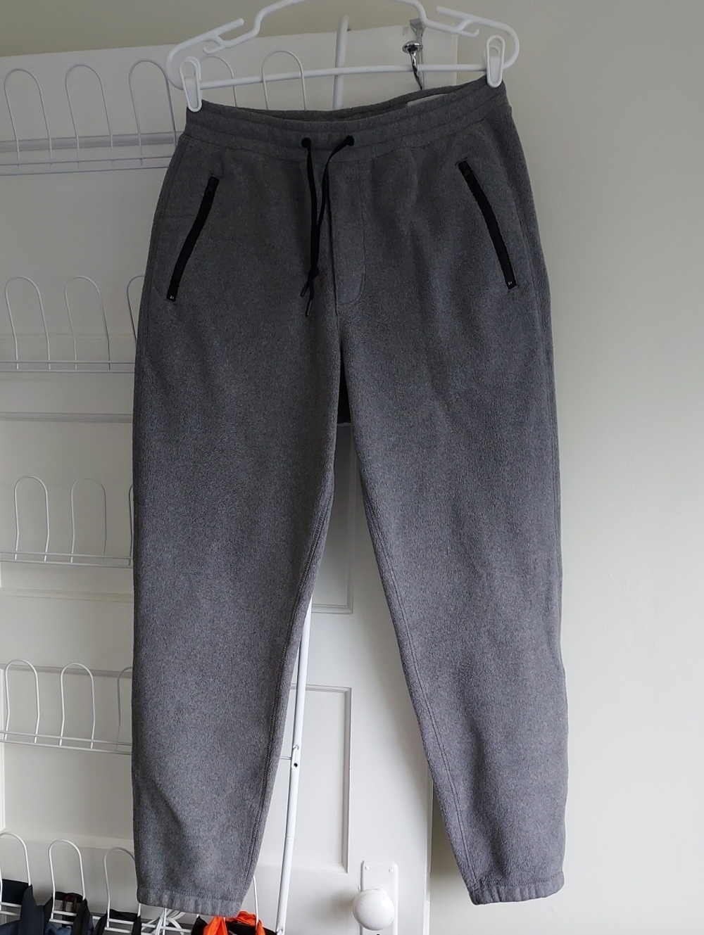 Outerknown Fogbank Fleece Joggers Pants Zip Pockets Gray
